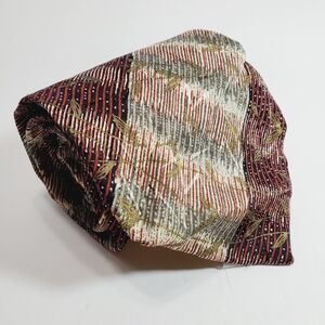 Hubert Multicolor Floral Stripe Pattern Men's Italian Silk Neck Tie 57x3.75"